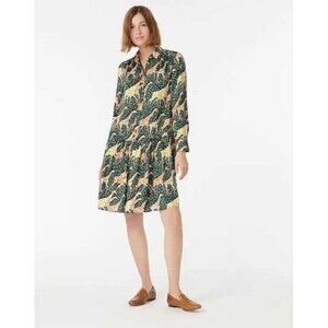 J CREW GIRAFFE SHIRTDRESS DROP HEM Y2K Designer Retro Mod SoHo Boho NLA Szxxxsp
